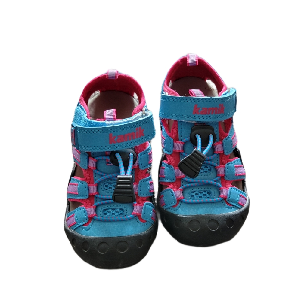 Kamik Kamik Crab Girls' Sz 8 Pink Turquoise Waterproof Sport Closed Toe Sandals.